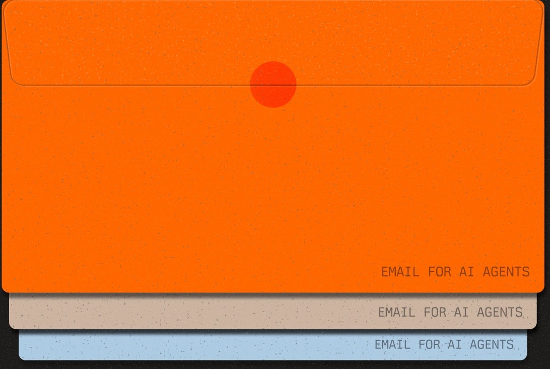 Three stacked envelopes labelled Email for AI agents